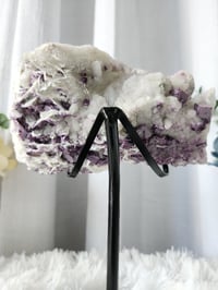 Image 5 of 2lb Candle Quartz Calcite Purple Fluorite Crystal Specimen with Stand