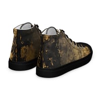 Image 16 of Black and Gold Tattered Textured Look Goth Women’s high top canvas shoes