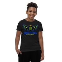 Image 2 of BOSSFITTED Neon Green and Blue Youth Short Sleeve T-Shirt