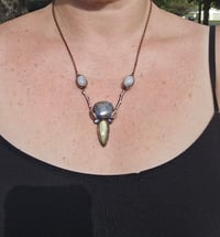 Image 3 of Electroformed pomegranate wood, sodalite,  labradorite,  kyanite, and moonstone necklace
