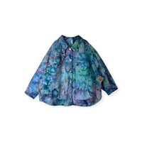 Image 1 of 2X PLUS 100% Cotton Oversized Chore Coat in Mermaid Watercolor Ice Dye