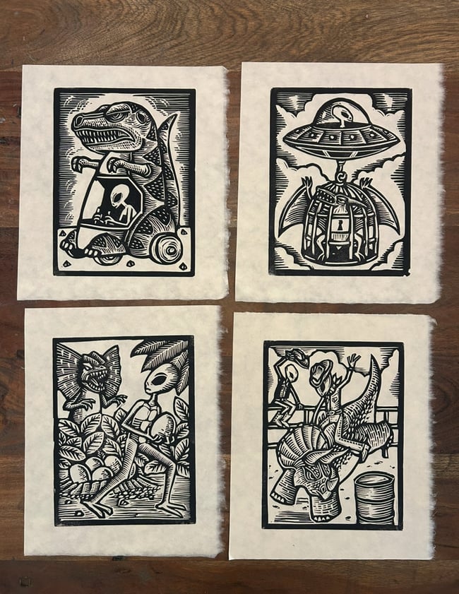 Aliens And Dinosaurs Block Print Set