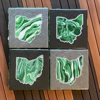 Image 1 of Painted Ohio Coasters (set of four) Green And White