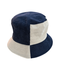 Image 2 of Cream and blue corduroy bucket hat 