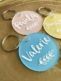 Image 3 of Personalised frosted Acrylic Circle keyring 