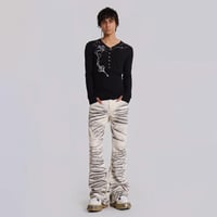 Image 5 of Y2K Arctic White Drift Flared Trumpet Jeans Retro Washed High Street Hip Hop Wide Leg Pants Gothic S