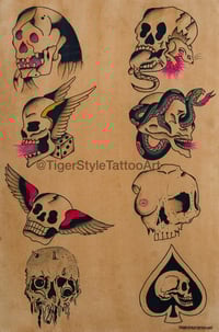 Image 1 of Collection of Skulls Flash Sheet, High Quality Print