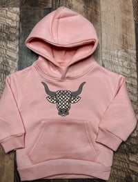 Checkered longhorn bull