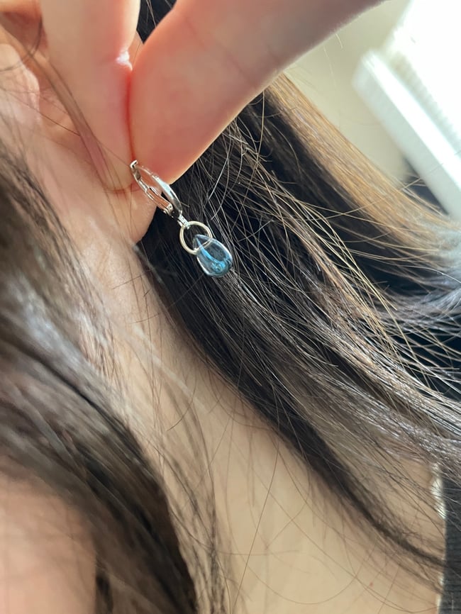 sea blue glass teardrop earrings