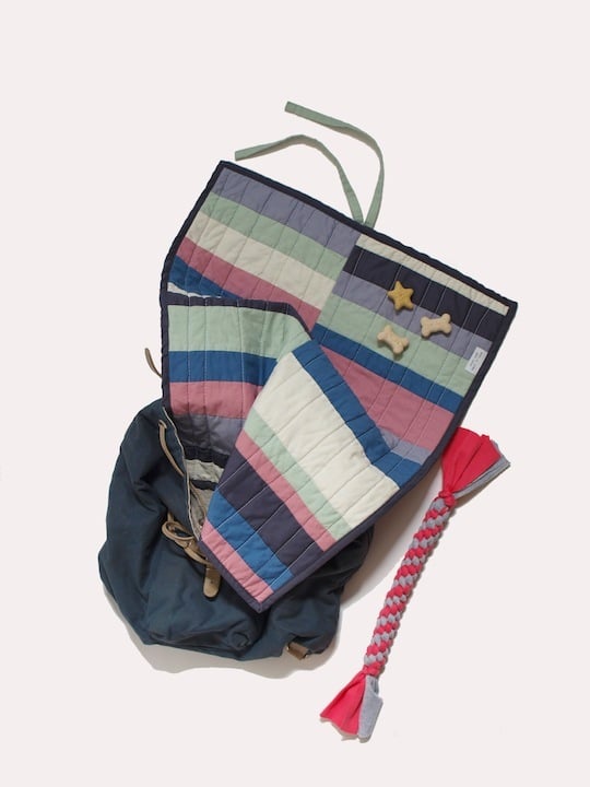Image of stripe travel dog bed quilt