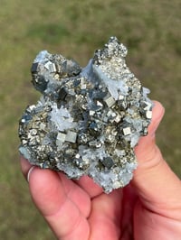 Image 2 of Cubic Pyrite & Fine Quartz Points Cluster #2284