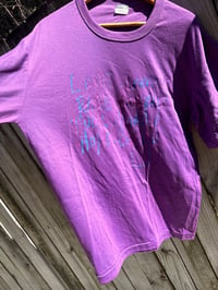 Image 2 of Energies 70s Style Shirt Purple with Blue and Purple Writing Size 24