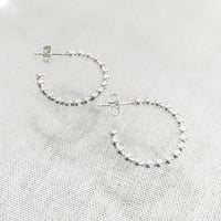 Image 1 of Beaded Sterling Silver Mini Hoops