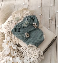 Image 1 of Photo prop | Newborn set for photoshoot | Martella| dark sage | dots