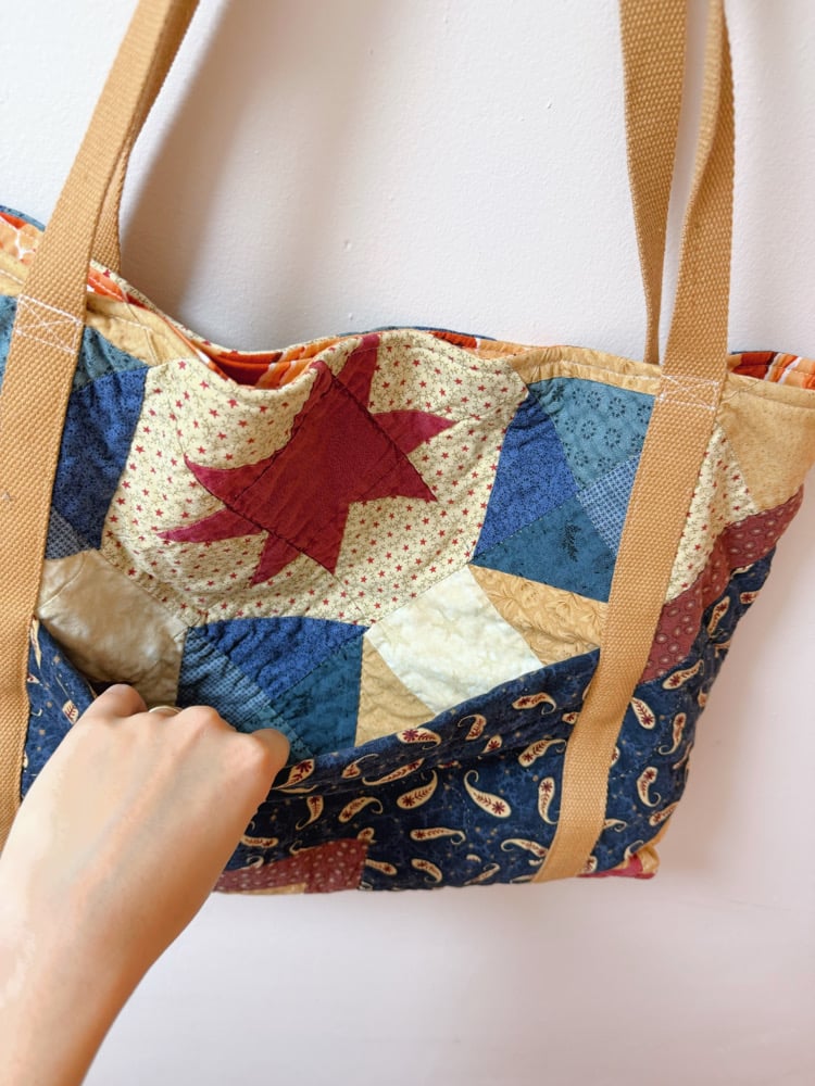 Image of Large Quilt Tote Bag — Sawtooth Stars