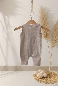 Image 3 of Photo prop | Newborn boy onesie for photoshoot | Jeremy | neutral beige | small stripes