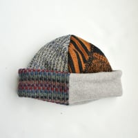 Image 3 of Reworked Reversible Beanie Charcoal Shetland x Gray Cashmere