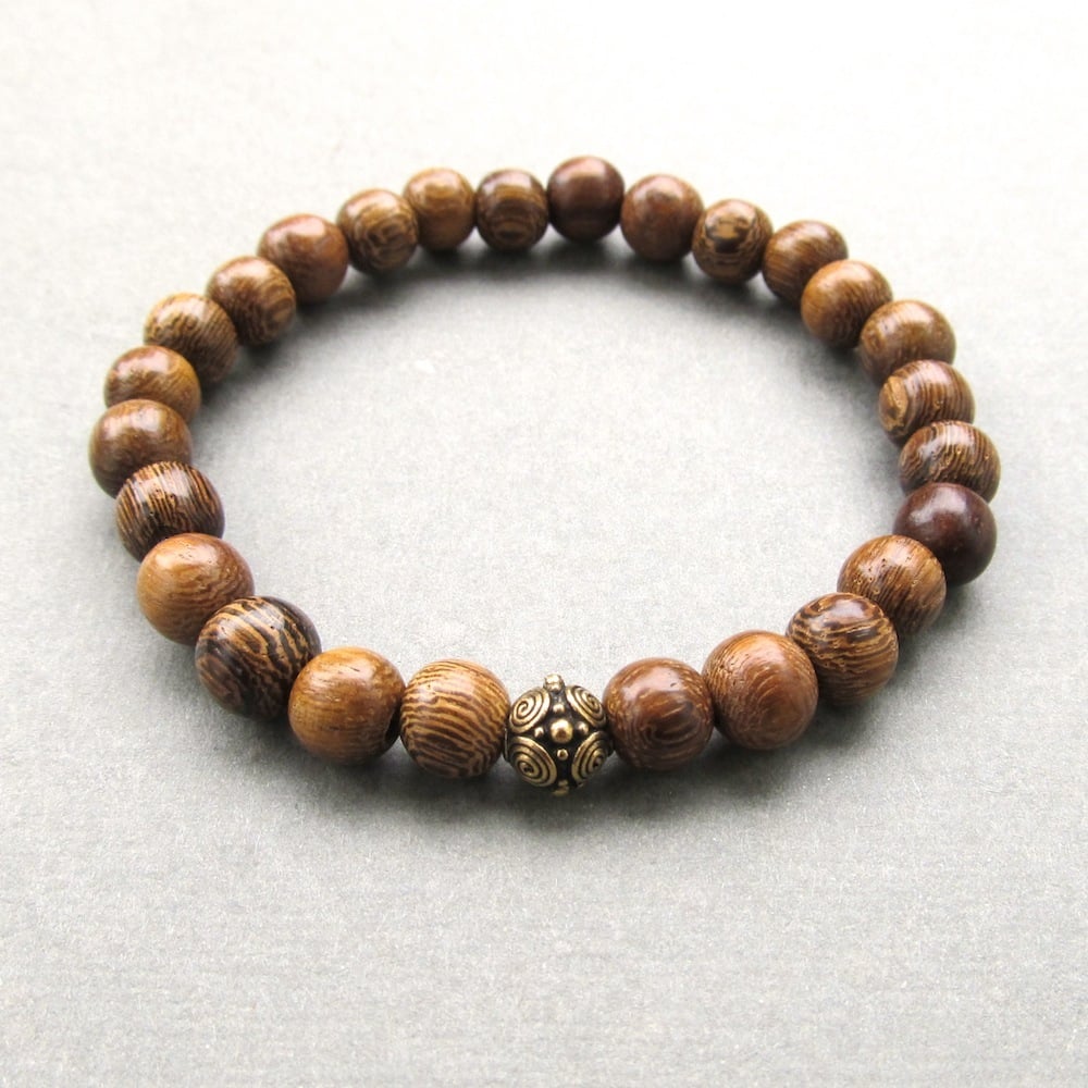 Image of Brown Robles Beaded Bracelet With Antique Gold Bead 2