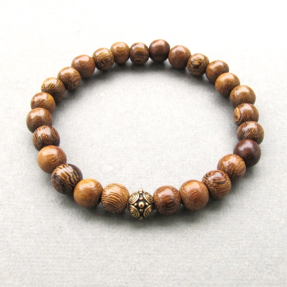 Image of Brown Robles Beaded Bracelet With Antique Gold Bead 2