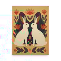 Image 1 of Two Rabbits Folk Art Print