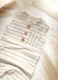 Image 2 of Baby Boy Onesie for Sitter Photoshoot | Jeremy | 12 months | grey stripes