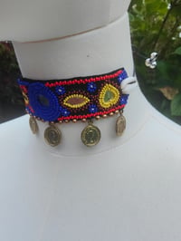 Image 4 of Festie choker -blue beading