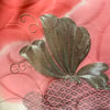 Antique Silk Furisode (Cream & Pink with Butterflies) 