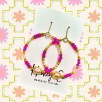 Freshwater Peach Pearl Beaded Hoops
