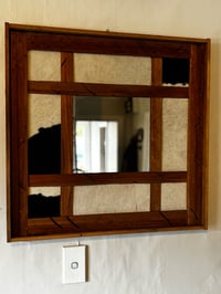 Image 3 of Four sided cow hide mirror small