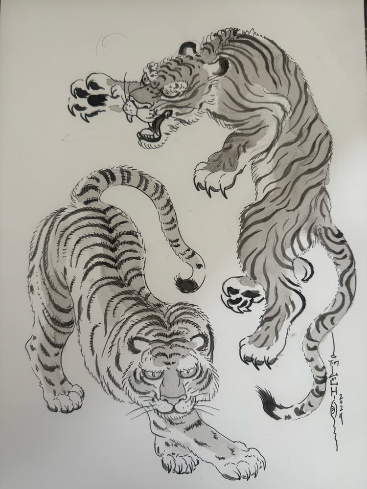 Image of Original Tim Lehi "Tiger Book Art 91" Illustration