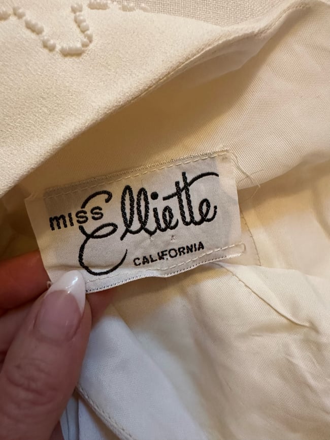 1960s hand beaded fine crepe wedding sheath dress 