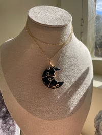 Image 2 of Black Obsidian Gold Moon Necklace