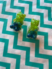 Image 1 of Neon Green and Blue Gummy Bear Resin Studs