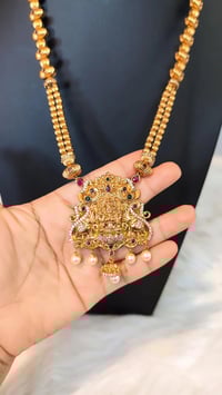 Image 6 of Ayusha-Original Brass with American Diamond Temple Jewelry Necklace Set Featuring Goddess Laxmi