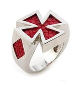 Image of Iron Cross Ring Stingray Leather Sterling Silver str027