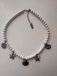 Image 2 of Seashell Pearl Charm Necklace 