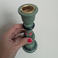 Image 5 of Wooden Candlesticks - Light Green