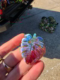 Image 3 of Purple fade variegated monstera leaf pendant 