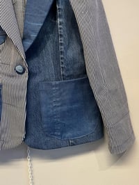 Image 4 of Slim blazerjakke i jeans og striber (m/l)