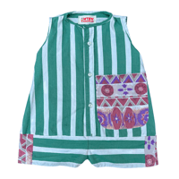 Image 1 of Green Stripe Romper - Size 1-2