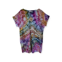 Image 1 of L 100% Cotton Short T-Shirt Dress with Pockets in Earthy Bright Geode Ice Dye