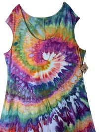 Image 3 of 3X PLUS Stretch Knit Fit and Flare Midi Dress in Groovy Spiral Ice Dye