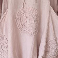 Image 3 of Oh My Gauze Pink Cotton Hooded Oversize Tunic with Pockets and Embroidered Accent - Size XL