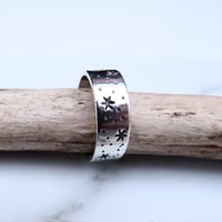 Image 2 of Sterling silver stars and dots ring. Starry stamped silver 925 handmade ring. 