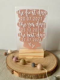 Image 1 of A5 Personalised Frosted Acrylic Plaque – The First Day, The Yes Day, The Best Day