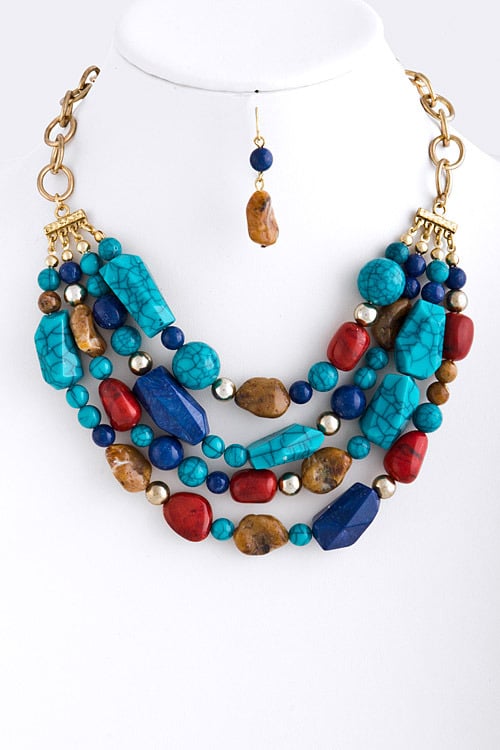Image of Layered Multi Faux Stone Necklace