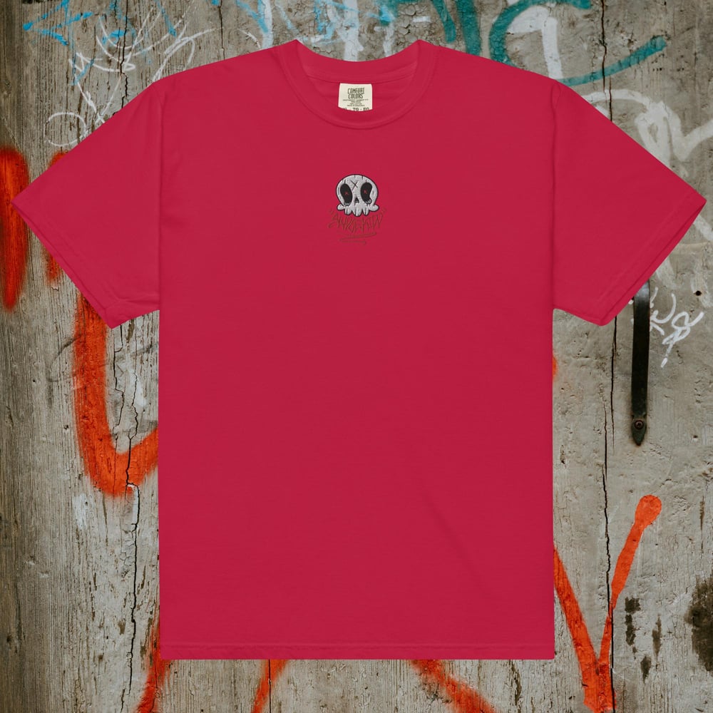 Skully Embroidered Tee centered (comfort colors heavy duty blank)