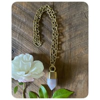 Image 1 of Solid Brass Glowing Blueish Purple Opal Necklace