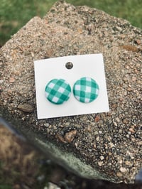 Image 5 of 19mm Gingham Button Earrings