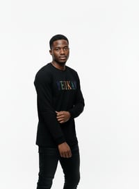 Image 4 of Yezikan Marbled Embroidered Logo Black Long Sleeve T-Shirt